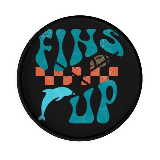 Discover Fins Up Wall Clocks  Retro Miami Football Wall Clocks Game Day Wall Clocks Miami Sports Go Fins