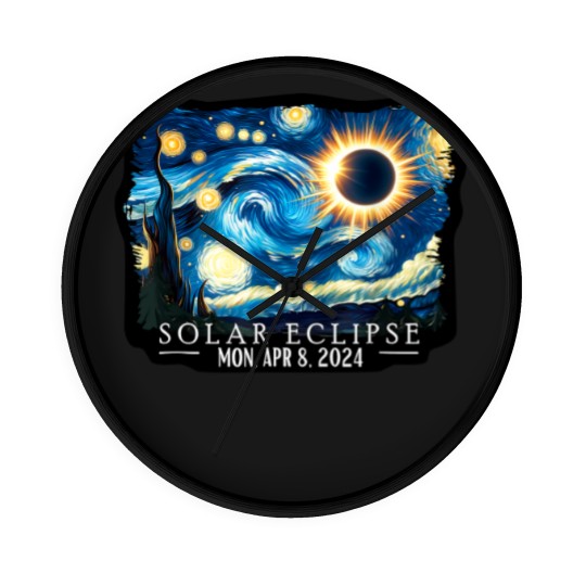 Discover Vintage American Totality Starry Night Eclipse Solar 2024 Wall Clocks