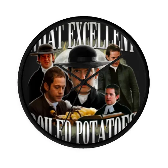 Discover Retro Boiled Potatoes Wall Clocks, Jane Austen Wall Clocks, Pride and Prejudice Wall Clocks Wall Clocks