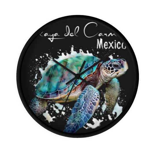 Discover playa del carmen mexico sea turtle playa souvenir t Wall Clocks