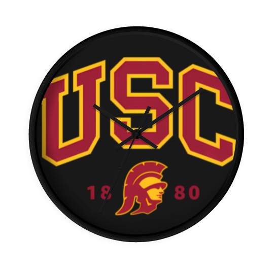 Discover usc curved block logo with cardinal gold trojan 1880 sweat Wall Clocks