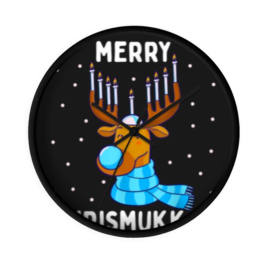 Discover Merry Chrismukkah Jewish Christmas Hanukkah Reindeer Menorah Wall Clocks