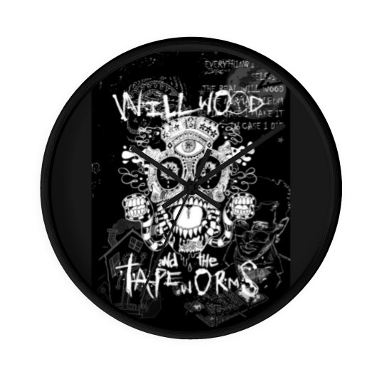 Discover Will Wood and The Tapeworms Artwork Design Wall Clocks