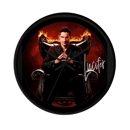 Discover Lucifer circle script photographic print Wall Clocks