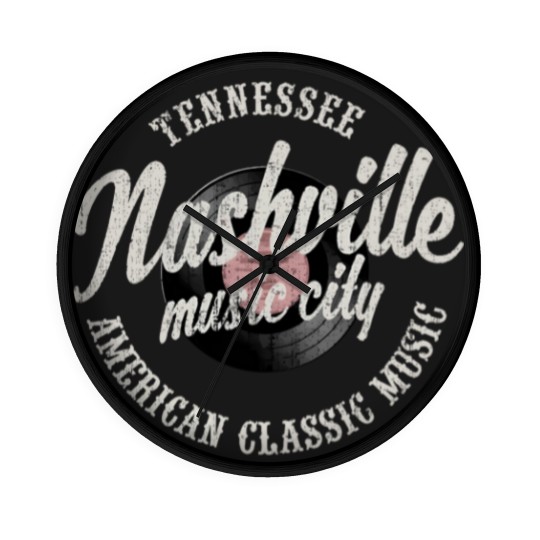Discover Nashville Music City Vinyl Vintage Wall Clocks