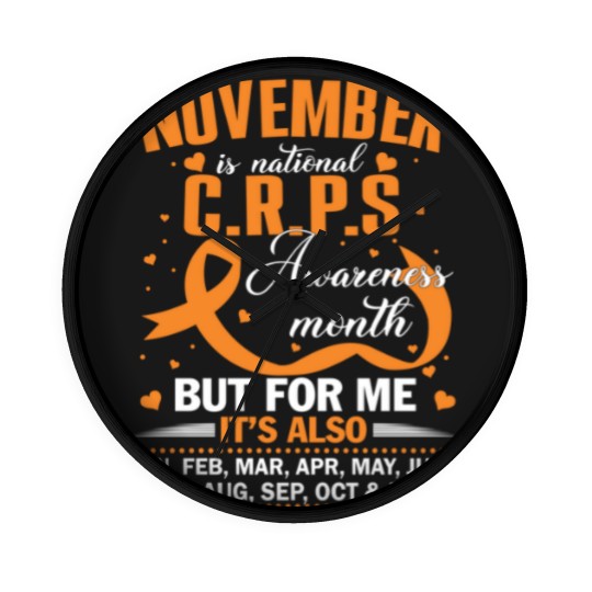 Discover In November We Wear Orange Ribbon CRPS Awareness Month / Day Wall Clocks