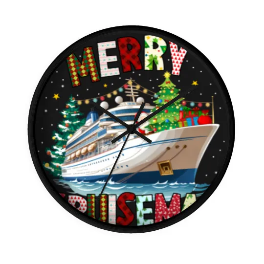 Discover Merry Cruisemas Wall Clocks, Christmas Cruise Crew Wall Clocks