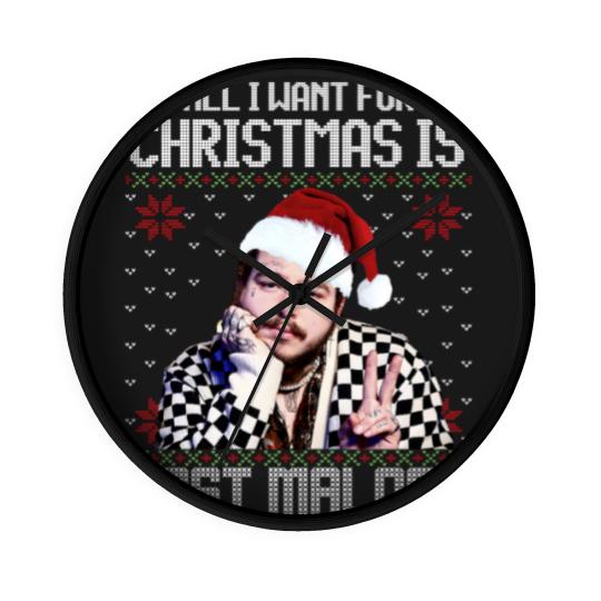 Discover Vintage All I Want For Christmas Is Post Malone Wall Clocks
