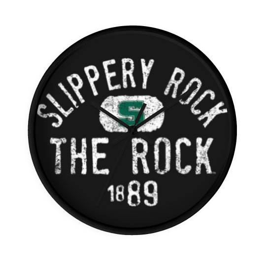 Discover slippery rock he rock vinage 1889 logo officially licensed shir Wall Clocks