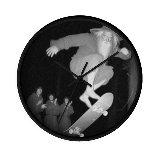 Discover Gandalf skateboarding Wall Clocks, Gandalf skating in the woods Wall Clocks