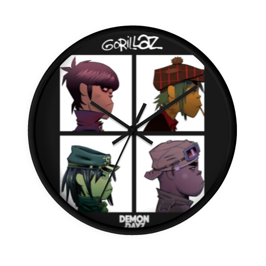 Discover Gorillaz Wall Clocks Mens Demon Days Band Logo Wall Clocks Short Sleeve Black