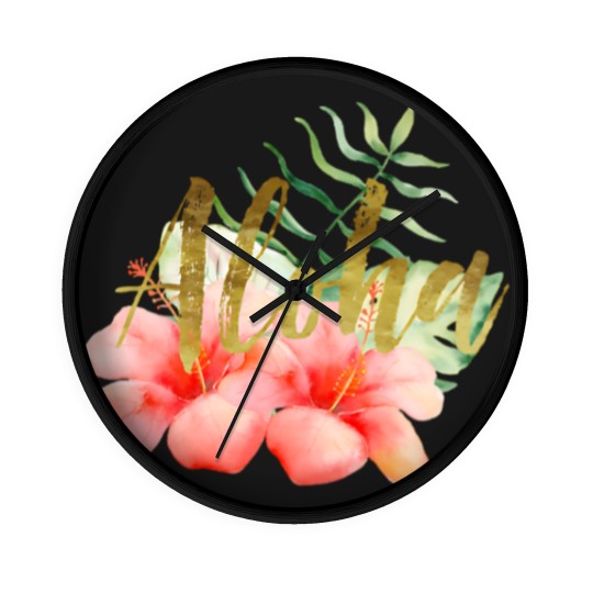 Discover Tropical Leaves Hibiscus Floral Watercolor Aloha Wall Clocks