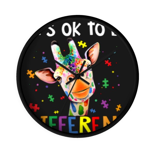 Discover Autism Awareness Cute Giraffe Animal It's Ok To Be Wall Clocks