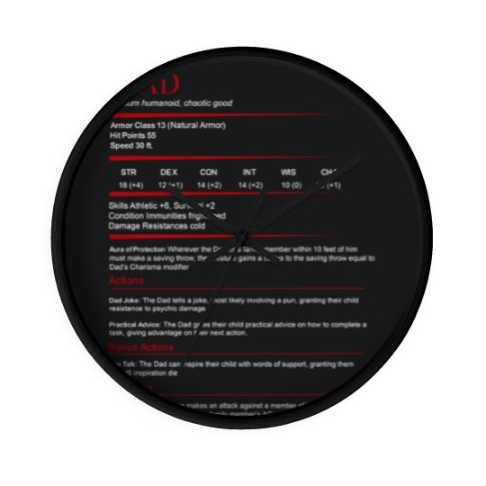 Discover Dungeons & Dragons Dad Wall Clocks