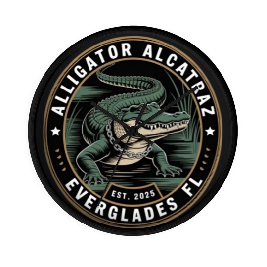 Discover Alligator Alcatraz Wall Clocks, Everglades Florida Parody Wall Clocks