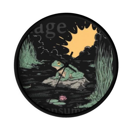 Discover Rage Consumes Me Wall Clocks, Frog Pond Wall Clocks, Meme Frog Wall Clocks, Vintage Style Unisex Wall Clocks