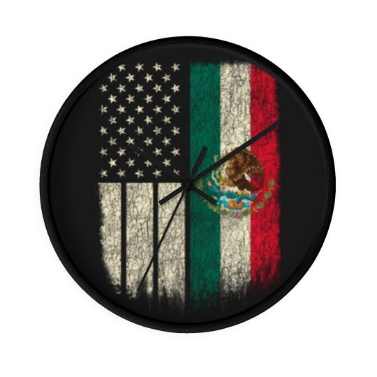 Discover Mexican American Patriot Mexican American Flag Wall Clocks