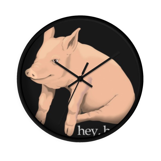 Discover Hey Babe Cute Pig Pun Wall Clocks