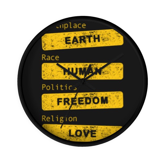 Discover Birthplace Earth Grunge - Human Freedom Love Wall Clocks