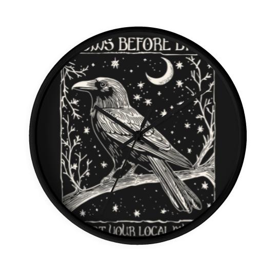 Discover Crows Before Bros Wall Clocks, Funny Halloween Wall Clocks, Punny Crow Wall Clocks