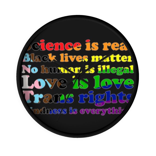 Discover Progress Pride Flag Science is real Black lives matter Love is love Wall Clocks