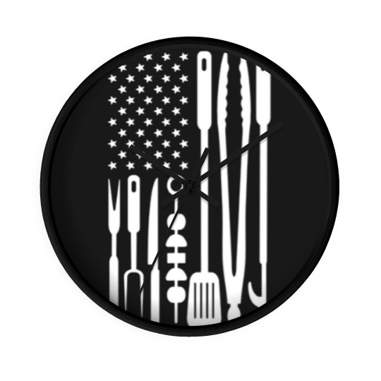 Discover Funny American Flag Grilling Tools BBQ Grill Barbe Wall Clocks