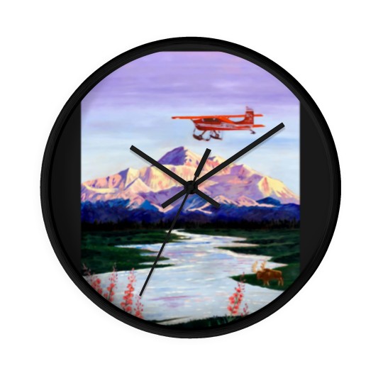 Discover Denali Mountain Painting, K2 Aviation, Living Room Painting, Alaska Mountain, Gift for Pilot, Scott Wall Clocks