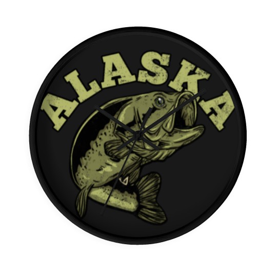 Discover Alaska USA State Travel Souvenir Funny Fishing Wall Clocks