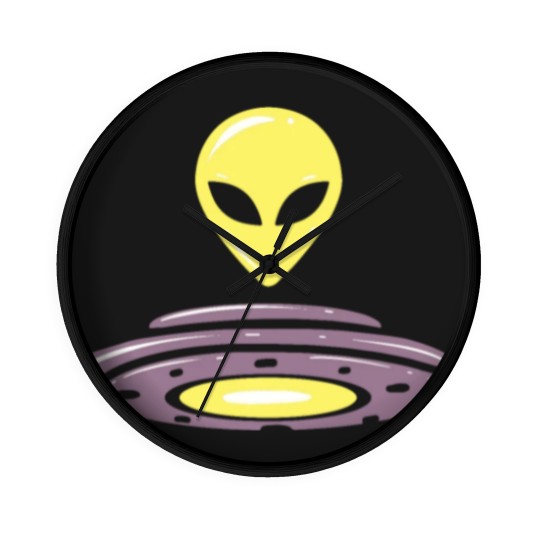 Discover Alien UFO motif alien head saucer design Wall Clocks