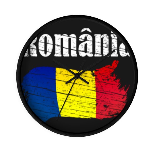 Discover Romania Romanian Flag Vintage Graphic Romania Love Wall Clocks