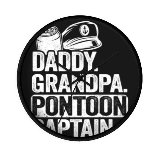 Discover Daddy Grandpa Pontoon Captain Funny Pontoon Wall Clocks
