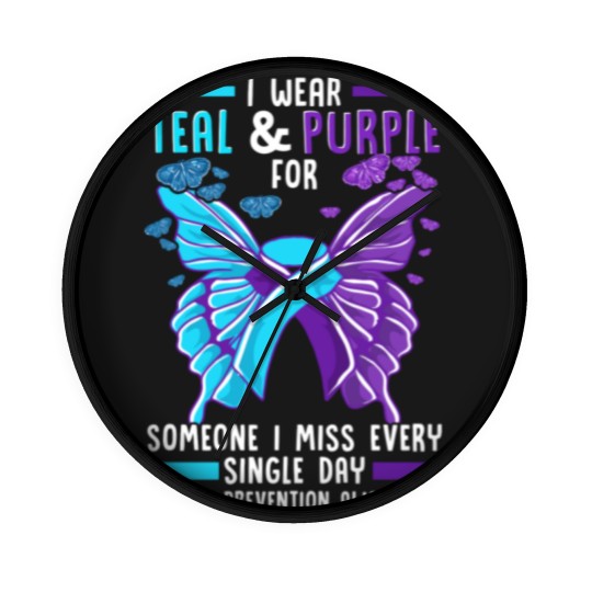Discover Teal And Purple Ribbon Suicide Prevention Awarenes Wall Clocks