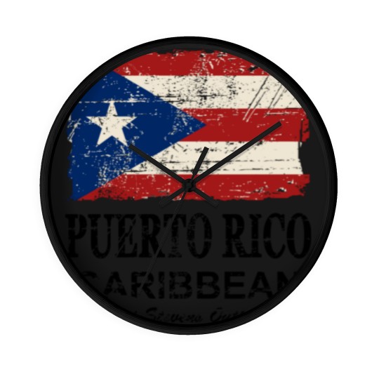 Discover Puerto Rico Flag - Vintage Look Wall Clocks