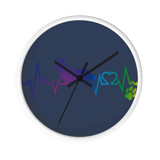 Discover Cardigan Welsh Corgi T-ShirtCardigan Welsh corgi Colorful Heartbeat, Heart & Dog Paw Wall Clocks Wall Clocks