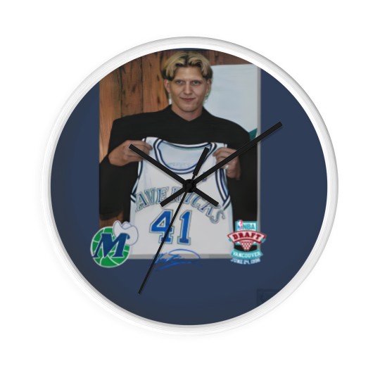 Discover Luka Doncic Mitchell & Ness Dirk Nowitzki Draft Jersey Wall Clocks