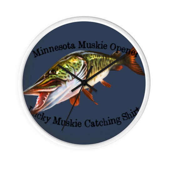 Discover Minnesota Muskie Fishing Opener Wall Clocks
