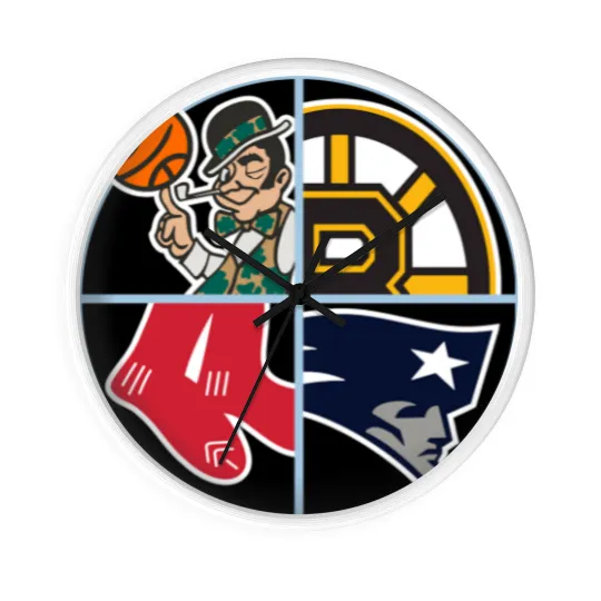 Discover Boston Sports Quad Cap Wall Clocks