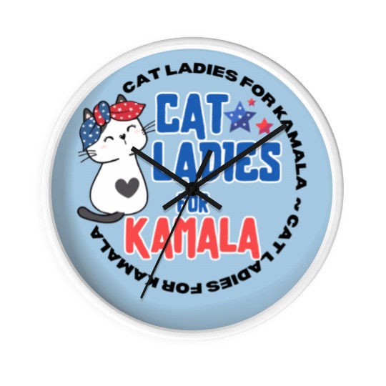 Discover Cat Lady For Kamala Wall Clocks, Childless Cat Ladies, Kamala Harris 2024 Wall Clocks