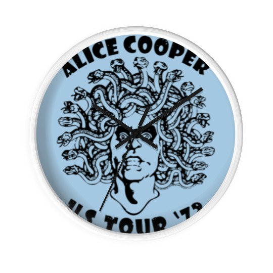 Discover Alice Cooper Men's Wall Clocks, Medusa USA Tour 1973 Cover White Graphic Wall Clocks