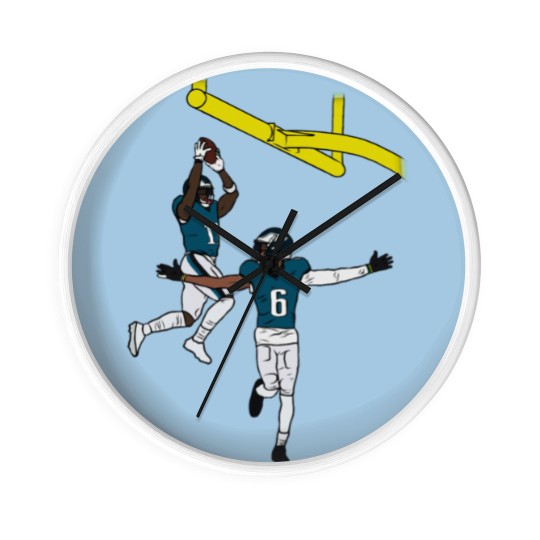 Discover AJ Brown and DeVonta Smith Dunk Celebration Active(1) Wall Clocks