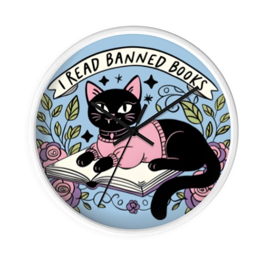 Discover I Read Banned Books Wall Clocks, Bookish Cat Wall Clocks