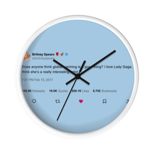 Discover Britney Spears Tweet Wall Clocks, Paris Hilton Wall Clocks, Funny Y2K Wall Clocks