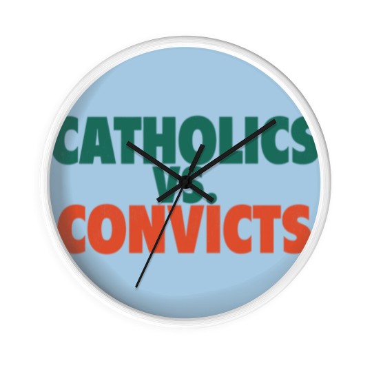 Discover Catholics Vs. Convicts Retro 1988 Football Game Wall Clocks