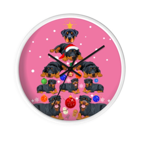 Discover Funny Christmas Rottweiler Dog Wall Clocks , Rottweiler Dog