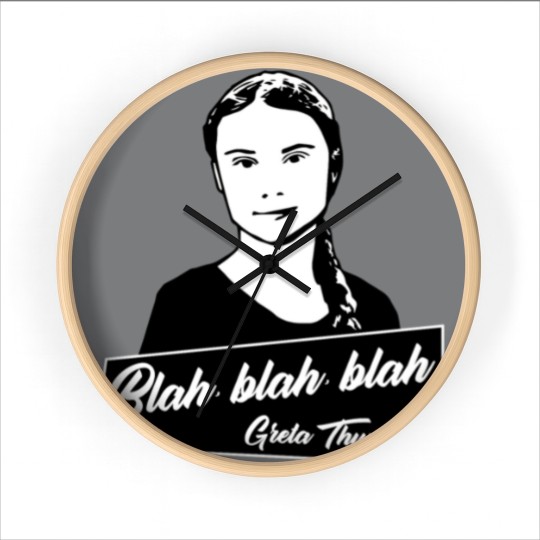 Discover Blah, blah, blah Greta Thunberg Wall Clocks