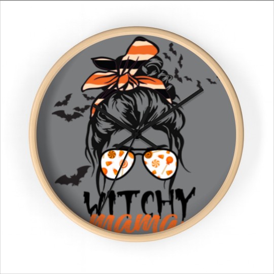 Discover Womens Halloween Candy Witchy Mama Wall Clocks