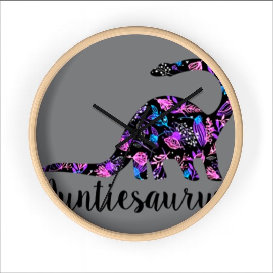 Discover Womens Auntiesaurus Wall Clocks Funny Kids Gift for Aunt Cute Graphic Dinosaur Top