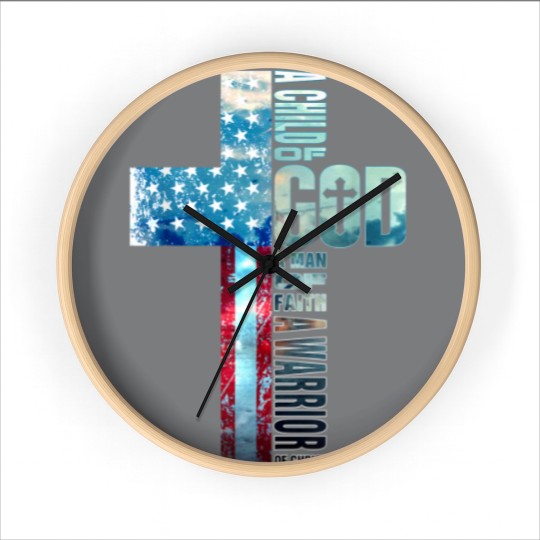 Discover Faith Cross American Flag Wall Clocks Christ Jesus Religious Wall Clocks