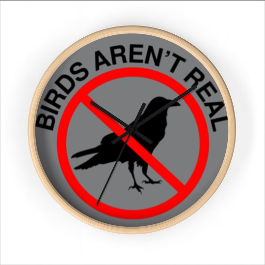 Discover Birds Aren't Real Prohibited Sign Premium Wall Clocks