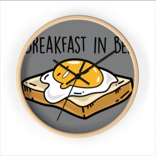 Discover Fried egg toast - Breakfast in bed Wall Clocks